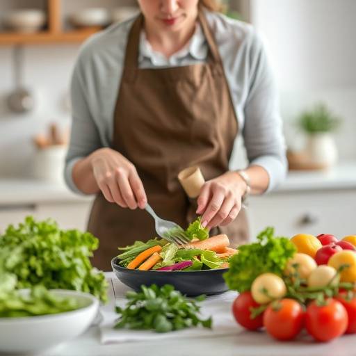 A person preparing a healthy meal in the kitchen.