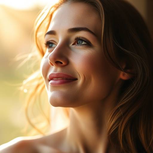 A woman with healthy, glowing skin