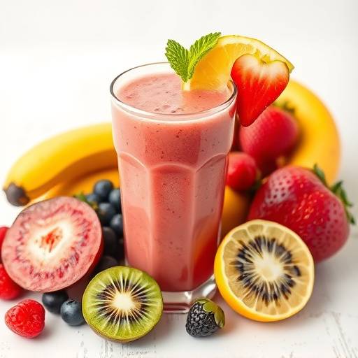 Colorful and nutritious smoothie with fresh fruits, representing healthy eating