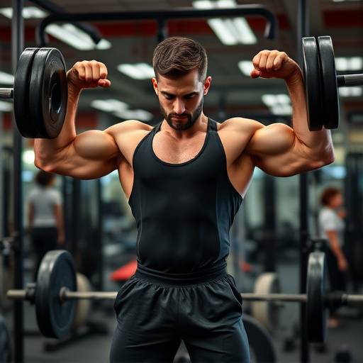 Man lifting weights in a gym with proper form